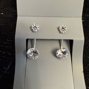 Elegant Silver Cubic Zirconia Earrings Set